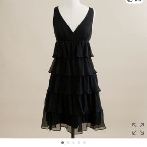 J. Crew  black silk chiffon tiered  ruffle dress size 2 petite